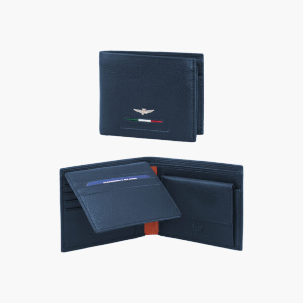 portafoglio uomo in pelle con patta blu